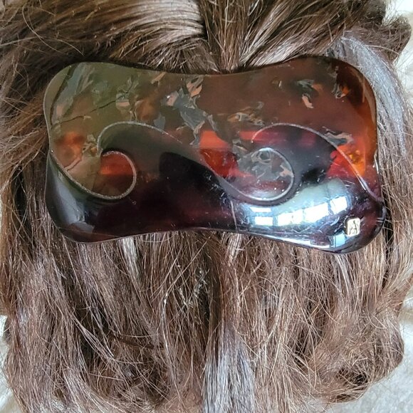 Vintage Alexandre de Paris Hand Made in France Faux Tortoise Shell Hair Clip - Picture 4 of 11